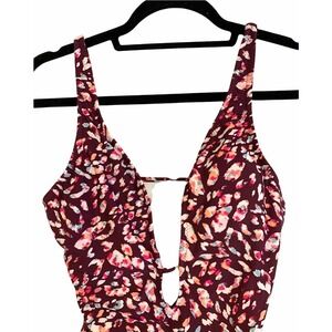 Animal Print Plunge One piece Swimsuit - Shade & Shore - Small